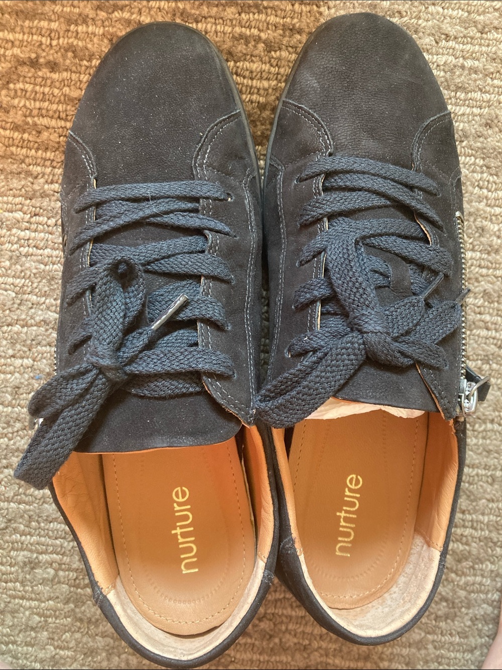 NEW Nurture Colley Women's Black Leather Lace Up Shoes with Side Zippers Sz 8 M
